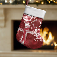 Kia Orana Cook Islands Tapa Floral With Cross Christmas Stocking Crimson Red LT7 Set of 2 Crimson Red - Polynesian Pride