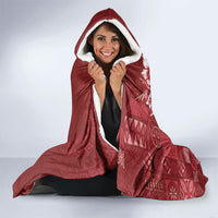 Kia Orana Cook Islands Tapa Floral With Cross Hooded Blanket Crimson Red LT7 - Polynesian Pride
