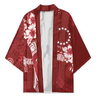 Kia Orana Cook Islands Tapa Floral With Cross Kimono Crimson Red LT7 Unisex Crimson Red - Polynesian Pride