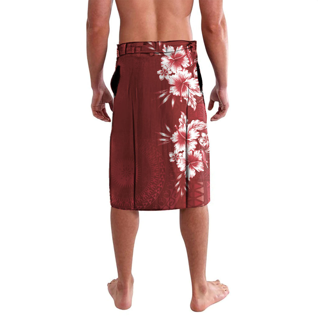 Kia Orana Cook Islands Tapa Floral With Cross Lavalava Crimson Red