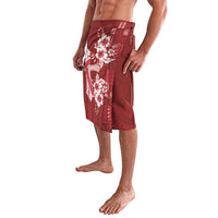 Kia Orana Cook Islands Tapa Floral With Cross Lavalava Crimson Red