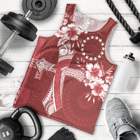 Kia Orana Cook Islands Tapa Floral With Cross Men Tank Top Crimson Red LT7 - Polynesian Pride