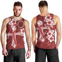 Kia Orana Cook Islands Tapa Floral With Cross Men Tank Top Crimson Red LT7 - Polynesian Pride