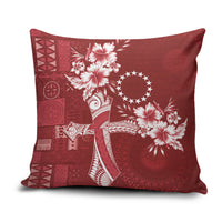 Kia Orana Cook Islands Tapa Floral With Cross Pillow Cover Crimson Red LT7 Crimson Red - Polynesian Pride