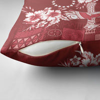 Kia Orana Cook Islands Tapa Floral With Cross Pillow Cover Crimson Red LT7 - Polynesian Pride
