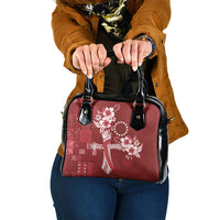 Kia Orana Cook Islands Tapa Floral With Cross Shoulder Handbag Crimson Red LT7 One Size Crimson Red - Polynesian Pride