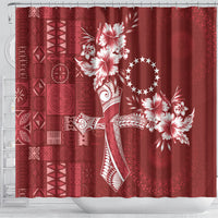 Kia Orana Cook Islands Tapa Floral With Cross Shower Curtain Crimson Red LT7 - Polynesian Pride