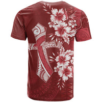 Kia Orana Cook Islands Tapa Floral With Cross T Shirt Crimson Red LT7 - Polynesian Pride