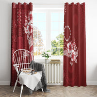 Kia Orana Cook Islands Tapa Floral With Cross Window Curtain Crimson Red LT7 - Polynesian Pride