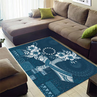 Kia Orana Cook Islands Tapa Floral With Cross Area Rug Navy Blue LT7 - Polynesian Pride