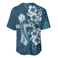 Kia Orana Cook Islands Tapa Floral With Cross Baseball Jersey Navy Blue LT7 - Polynesian Pride
