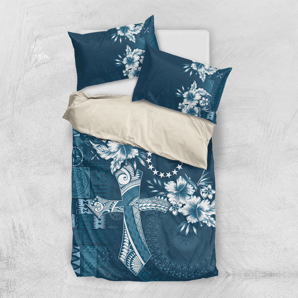 Kia Orana Cook Islands Tapa Floral With Cross Bedding Set Navy Blue