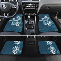 Kia Orana Cook Islands Tapa Floral With Cross Car Mats Navy Blue LT7 Set 4pcs Navy Blue - Polynesian Pride