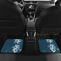 Kia Orana Cook Islands Tapa Floral With Cross Car Mats Navy Blue LT7 Set 2pcs - Back Navy Blue - Polynesian Pride