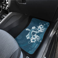 Kia Orana Cook Islands Tapa Floral With Cross Car Mats Navy Blue LT7 - Polynesian Pride