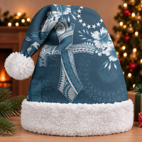 Kia Orana Cook Islands Tapa Floral With Cross Christmas Santa Hat Navy Blue LT7 With Fur Navy Blue - Polynesian Pride
