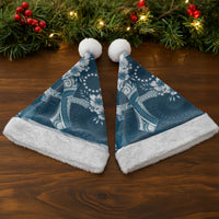 Kia Orana Cook Islands Tapa Floral With Cross Christmas Santa Hat Navy Blue LT7 - Polynesian Pride