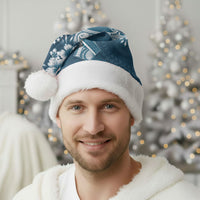 Kia Orana Cook Islands Tapa Floral With Cross Christmas Santa Hat Navy Blue LT7 - Polynesian Pride