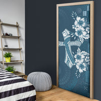 Kia Orana Cook Islands Tapa Floral With Cross Door Cover Navy Blue LT7 - Polynesian Pride