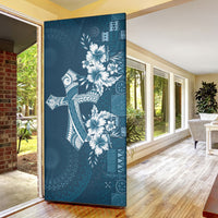 Kia Orana Cook Islands Tapa Floral With Cross Door Cover Navy Blue LT7 - Polynesian Pride