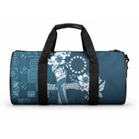 Kia Orana Cook Islands Tapa Floral With Cross Duffle Bag Navy Blue LT7 One size Navy Blue - Polynesian Pride