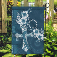 Kia Orana Cook Islands Tapa Floral With Cross Garden Flag Navy Blue LT7 Garden Flag Navy Blue - Polynesian Pride