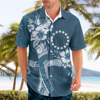 Kia Orana Cook Islands Tapa Floral With Cross Hawaiian Shirt Navy Blue LT7 - Polynesian Pride