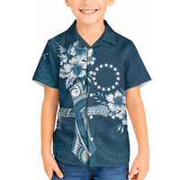 Kia Orana Cook Islands Tapa Floral With Cross Hawaiian Shirt Navy Blue LT7 - Polynesian Pride