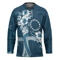 Kia Orana Cook Islands Tapa Floral With Cross Hockey Jersey Navy Blue LT7 Unisex Navy Blue - Polynesian Pride