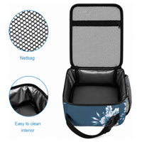 Kia Orana Cook Islands Tapa Floral With Cross Lunch Bag Navy Blue