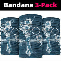 Kia Orana Cook Islands Tapa Floral With Cross Neck Gaiter Navy Blue