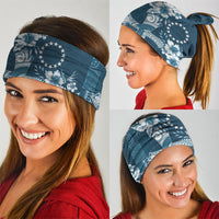 Kia Orana Cook Islands Tapa Floral With Cross Neck Gaiter Navy Blue
