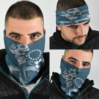 Kia Orana Cook Islands Tapa Floral With Cross Neck Gaiter Navy Blue