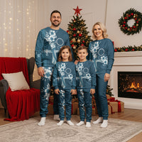 Kia Orana Cook Islands Tapa Floral With Cross Christmas Pajama Set Navy Blue LT7 - Polynesian Pride
