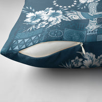 Kia Orana Cook Islands Tapa Floral With Cross Pillow Cover Navy Blue LT7 - Polynesian Pride
