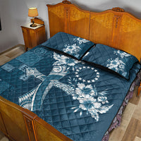 Kia Orana Cook Islands Tapa Floral With Cross Quilt Bed Set Navy Blue LT7 - Polynesian Pride