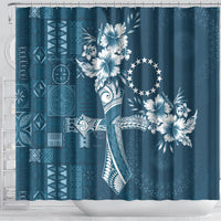 Kia Orana Cook Islands Tapa Floral With Cross Shower Curtain Navy Blue LT7 - Polynesian Pride