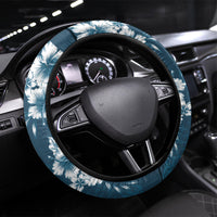 Kia Orana Cook Islands Tapa Floral With Cross Steering Wheel Cover Navy Blue LT7 Universal Fit Navy Blue - Polynesian Pride