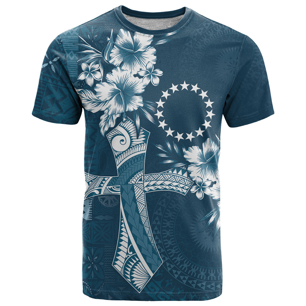 Kia Orana Cook Islands Tapa Floral With Cross T Shirt Navy Blue LT7 Navy Blue - Polynesian Pride