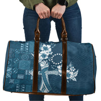 Kia Orana Cook Islands Tapa Floral With Cross Travel Bag Navy Blue LT7 Navy Blue - Polynesian Pride