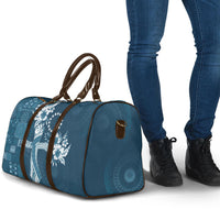 Kia Orana Cook Islands Tapa Floral With Cross Travel Bag Navy Blue LT7 - Polynesian Pride