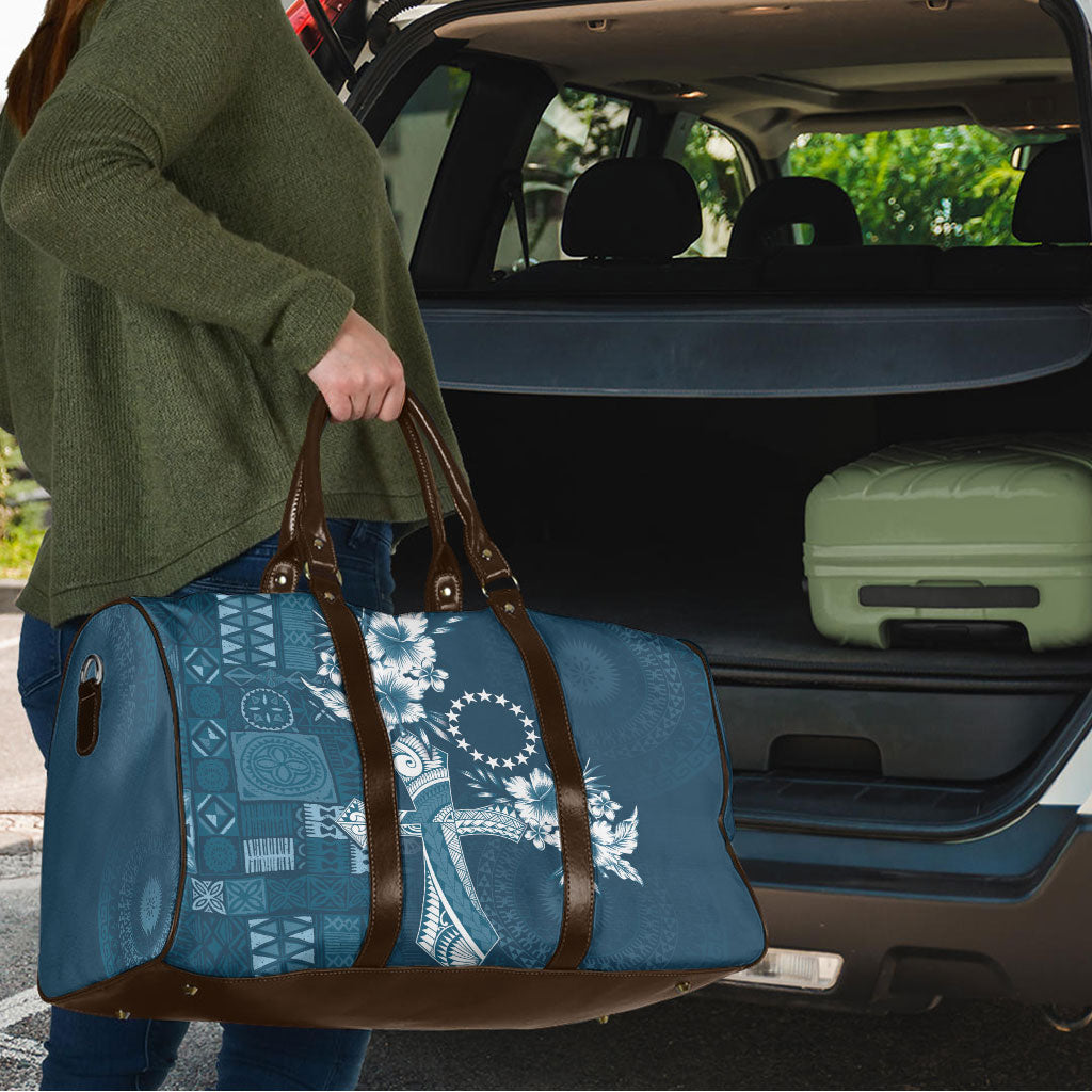 Kia Orana Cook Islands Tapa Floral With Cross Travel Bag Navy Blue LT7 - Polynesian Pride