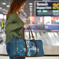 Kia Orana Cook Islands Tapa Floral With Cross Travel Bag Navy Blue LT7 - Polynesian Pride