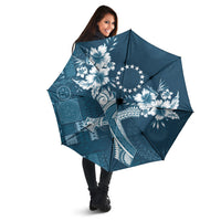 Kia Orana Cook Islands Tapa Floral With Cross Umbrella Navy Blue