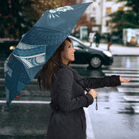 Kia Orana Cook Islands Tapa Floral With Cross Umbrella Navy Blue