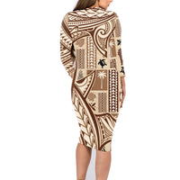 Samoa Tapa Family Matching Long Sleeve Bodycon Dress and Hawaiian Shirt Siapo Mix Tatau Patterns LT7 - Polynesian Pride