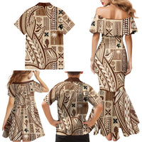 Samoa Tapa Family Matching Mermaid Dress and Hawaiian Shirt Siapo Mix Tatau Patterns LT7 - Polynesian Pride