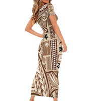 Samoa Tapa Family Matching Short Sleeve Bodycon Dress and Hawaiian Shirt Siapo Mix Tatau Patterns LT7 - Polynesian Pride