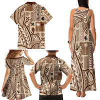 Samoa Tapa Family Matching Tank Maxi Dress and Hawaiian Shirt Siapo Mix Tatau Patterns LT7 - Polynesian Pride