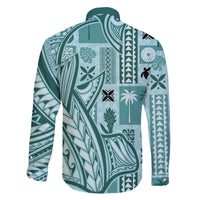 Samoa Tapa Family Matching Tank Maxi Dress and Hawaiian Shirt Siapo Mix Tatau Patterns - Teal LT7 - Polynesian Pride